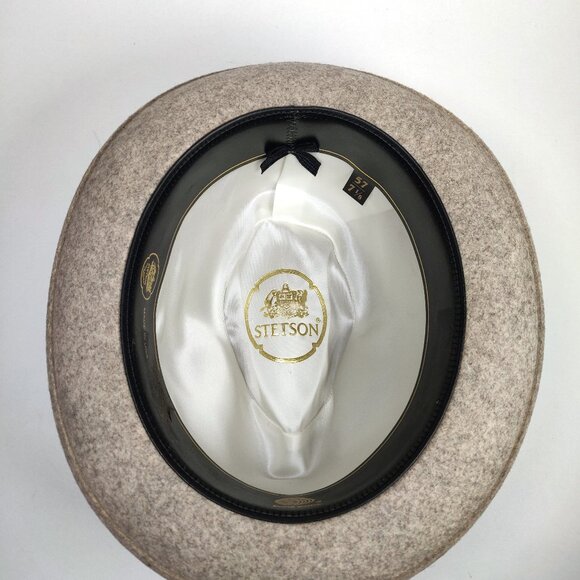 Stetson Gray Grey Wool Hat Size 7 1/8 Damaged Interior Leather Band Made in USA - Picture 7 of 13